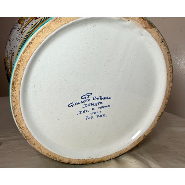 Monumental Antique Handmade Italian Majolica Painted Terracotta Gp Pottery Vase For Sale - Image 16 of 17