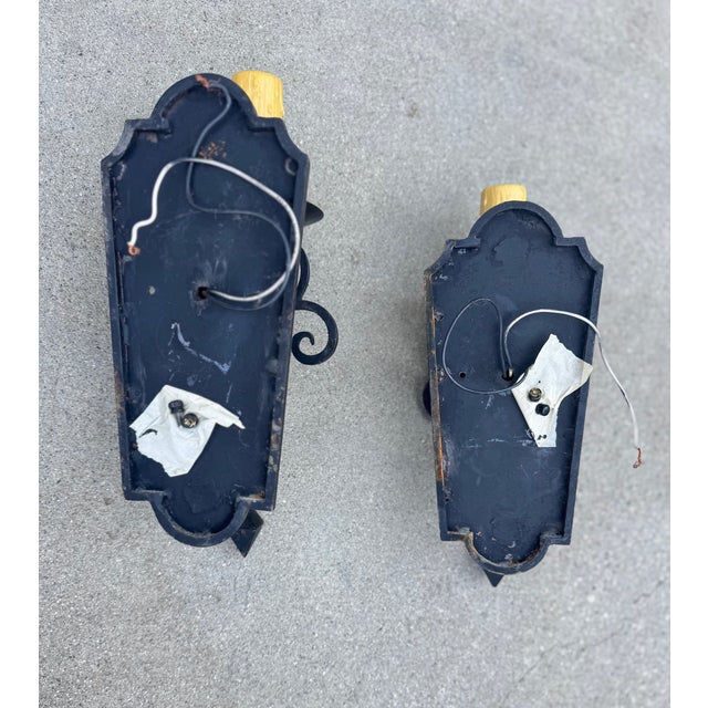 Antique Spanish Wrought Iron Sconces - Pair For Sale - Image 11 of 11