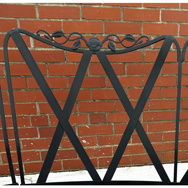 Late 20th Century Woodard Chantilly Rose Wrought Iron Outdoor Sectional Sofa with Cushions, Attributed, 2 Pieces For Sale - Image 9 of 9