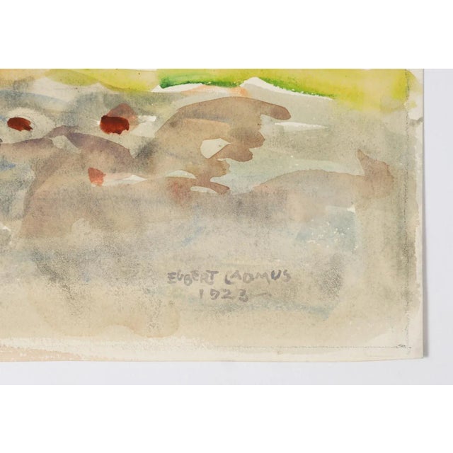 Watercolor on paper by Egbert Cadmus (American, 1868-1939) of boat yard. An accomplished watercolorist, best known as the...