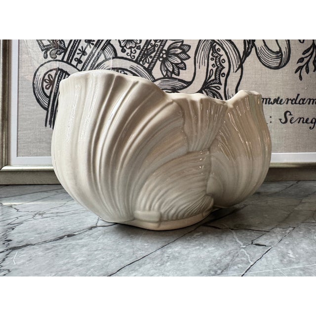 Late 20th Century Vintage Hand Cast Scallop Shell Cachepot For Sale - Image 5 of 9