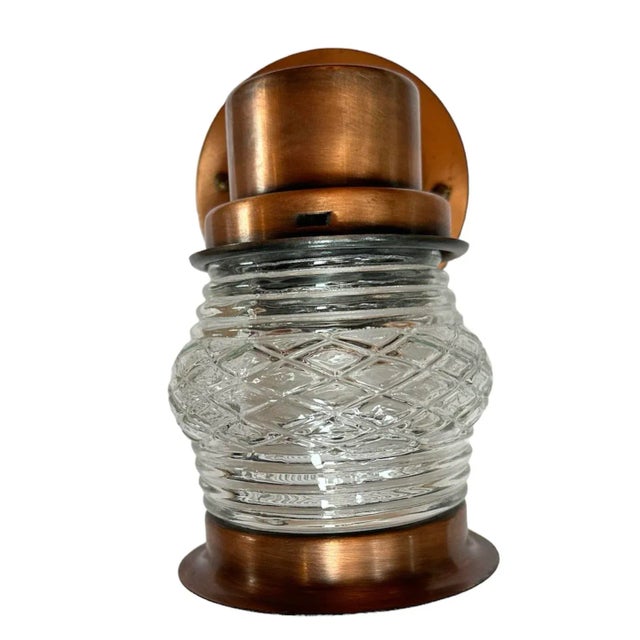 Metal Pair of Copper Glass Jar Wall Sconces, Circa 1940 For Sale - Image 7 of 7