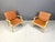 Pair of bentwood plywood armchairs with leather cushions designed by Johan Huldt for Ikea model 'Bjärred'. Beautiful curvy...