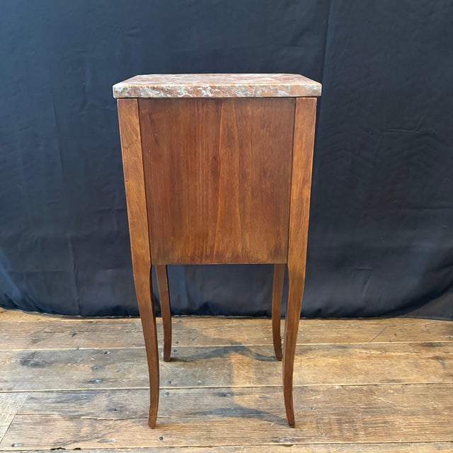 Antique French Walnut & Marble Top Night Stands -a Pair For Sale - Image 14 of 14