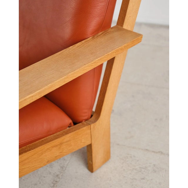 Brutalist Oak and Leather with Lounge Chairs, Ottoman and Coffee Table by Tage Poulsen, Denmark, 1960s, Set of 4 For Sale - Image 18 of 18