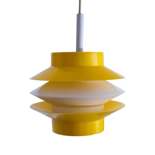 Mid-Century Modern Yellow White Pendant Lamp, Germany, 1970s For Sale - Image 6 of 6