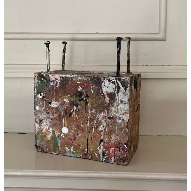 George S. Rennie III (American 1940 - 2022) Mid-Century Modern Mixed Media Construction Abstract Drip Painting Table Sculpture Circa 1965 For Sale - Image 17 of 17