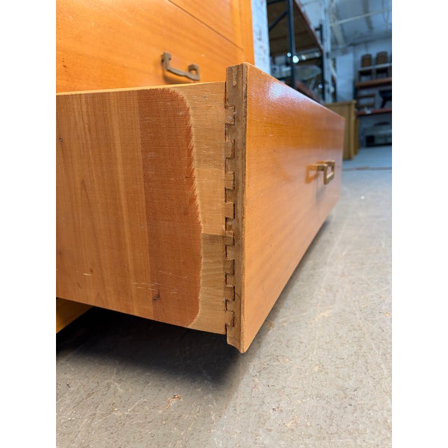 Unique Mid 20th Century High-Boy Dresser W/ Brass Hardware For Sale - Image 10 of 15