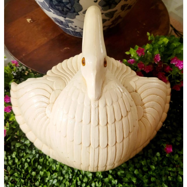 Vintage Cream Highly Carved Resin Swan Wall Pocket by Burwood For Sale In West Palm - Image 6 of 10