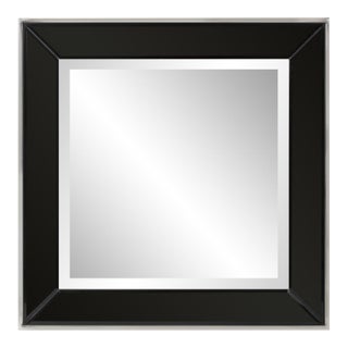 Square Devon Mirror in Black For Sale