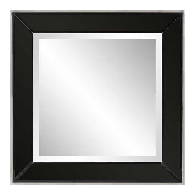 Square Devon Mirror in Black For Sale