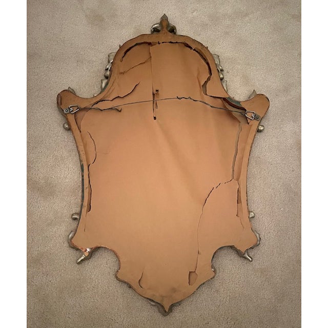 Early 20th Century Vintage Silver Leaf Wood Framed Wall Mirror For Sale - Image 5 of 6