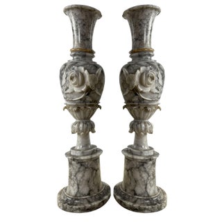Large Mid-Century Italian Alabaster Vases, 1930s, Set of 2 For Sale