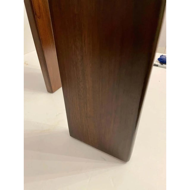 1960s walnut and glass side table by Adrian Pearsall for Craft Associates. Very nice walnut grain and new 22" x 27" glass...