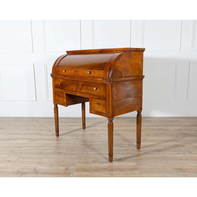19th-Century Italian Charles X Walnut Cylinder Desk For Sale - Image 11 of 12