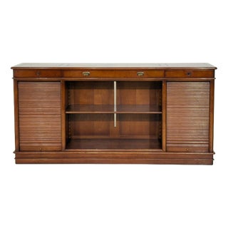 English Style Mahogany Office Sideboard with Roll-Up Doors, 1960s For Sale