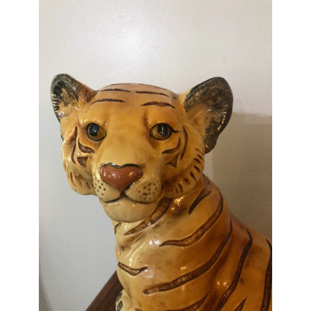 Marwal Ind. Inc. Vintage Marwal Chalkware 14” Bengal Tiger Cub Sculpture – Hand-Painted Mid-Century Hollywood Regency Safari Decor For Sale - Image 4 of 12