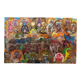 Alex O'Neal, the Mean Hippies (Drawing With Rattlesnake Warrior and Red Rebels) Outsider Art For Sale
