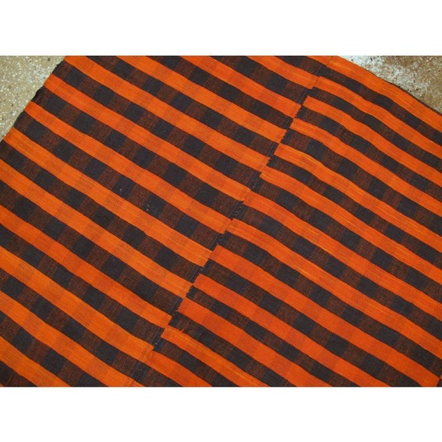 Orange Galerie Shabab Collection Mid-20th Century Orange and Black Turkish Flat-Weave Kilim Room Size Accent Rug For Sale - Image 8 of 10