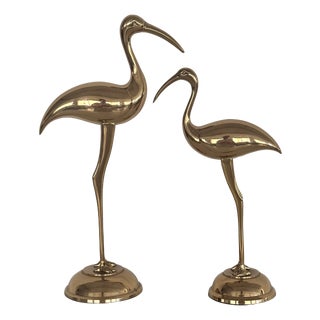Vintage Italian Brass Cranes, 1970s, Set of 2 For Sale