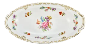 Gold Gilt Porcelain Floral 8" Tray