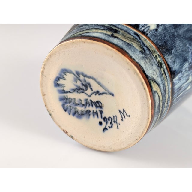 Ceramic Art Nouveau Vase with Herons and Flowers at the Lake by J. W. Mijnlieff for Fayence Holland Utrecht, 1900s For Sale - Image 7 of 11