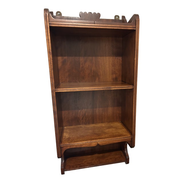 Victorian Walnut Wall Shelf With Incised Floral Decoration, Circa 1880s For Sale