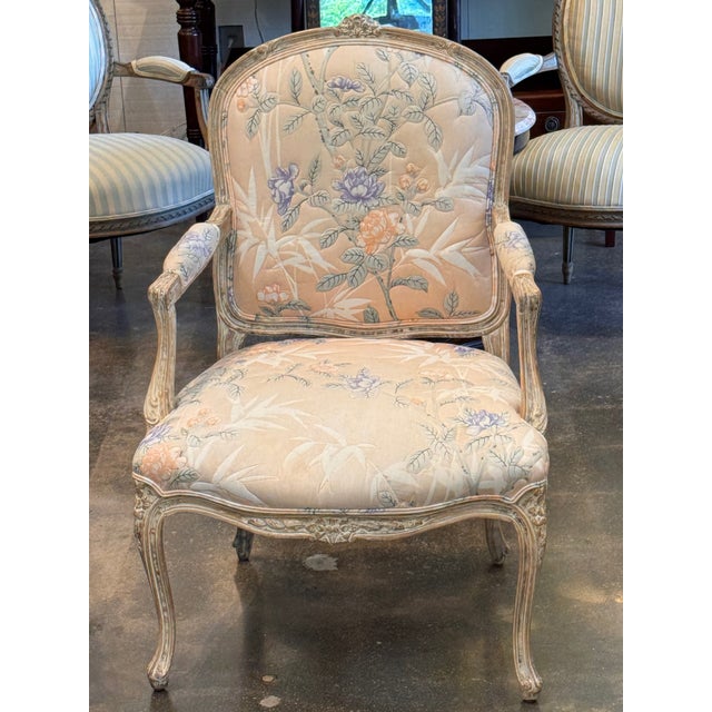 1950s Pair of Louis XV Style Fauteuils For Sale - Image 6 of 11