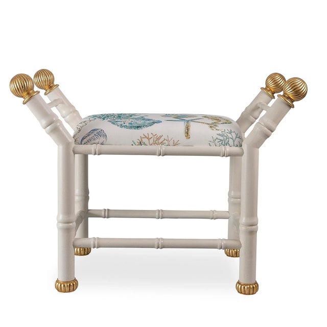 Boca White Ocean Bamboo Bench For Sale - Image 9 of 9