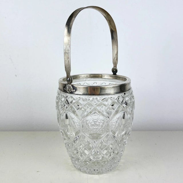 Vintage Italian Crystal and Silver Ice Bucket, 1940s For Sale - Image 4 of 10
