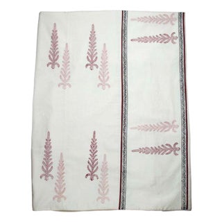 Juniper Ivory/Wine Silk-Cotton Bedspread For Sale
