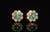 Certified Natural 1.8cts vs F Diamond Emerald 18k Solid Gold Floral Stud Earrings, A Pair For Sale In Dallas - Image 6 of 10