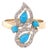 Turquoise and Diamond 14 Karat Yellow Gold Cocktail Ring, Size 7 For Sale