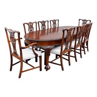 Edwardian Extending Dining Table and 12 Chairs in Mahogany, 1910, Set of 13 For Sale