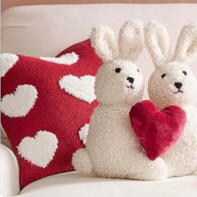 (1) 18”x18” New With Tags Pottery Barn Red Heart Jacquard Knit Pillow Cover For Sale - Image 9 of 10