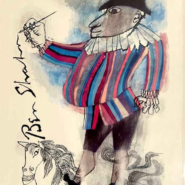 This mid-century vintage piece is an original Ben Shahn Exhibition Poster featuring his famous "Jester on Horse"...
