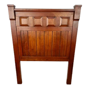 1990s Vintage Lexington Mission Twin Bed Walnut Headboard