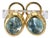 Mid 20th Century Pair of 18k Yellow Gold Modified Hoop Earrings With Carved Aquamarine Cabochons For Sale