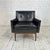 Wood Mid Century Modern Black Vinyl Lounge Chair With Walnut Base Milo Baughman Style For Sale - Image 7 of 12