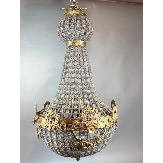 1960 French Louis XVI Gold Bronze Chandelier - 1 Pc For Sale - Image 10 of 17