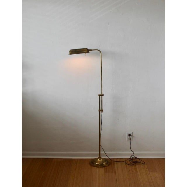 1970s 1970s Frederick Cooper Style Brass Pharmacy Library Reading Floor Lamp For Sale - Image 5 of 18