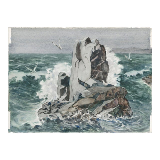 Joseph Yeager Monolith Rock - Monterey, California Seascape Circa 1940s-1950s For Sale