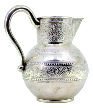 Silver Wine Jug with Engraved Bunches of Grapes and Foliage