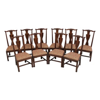 Set of 10 Jonathan Charles Mahogany Chippendale Style Dining Chairs For Sale