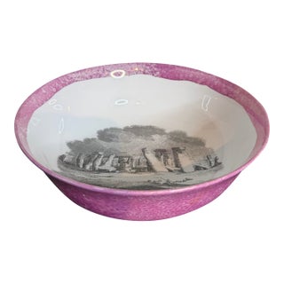 Vintage Fornasetti Style Pink Splash Luster Serving Bowl For Sale