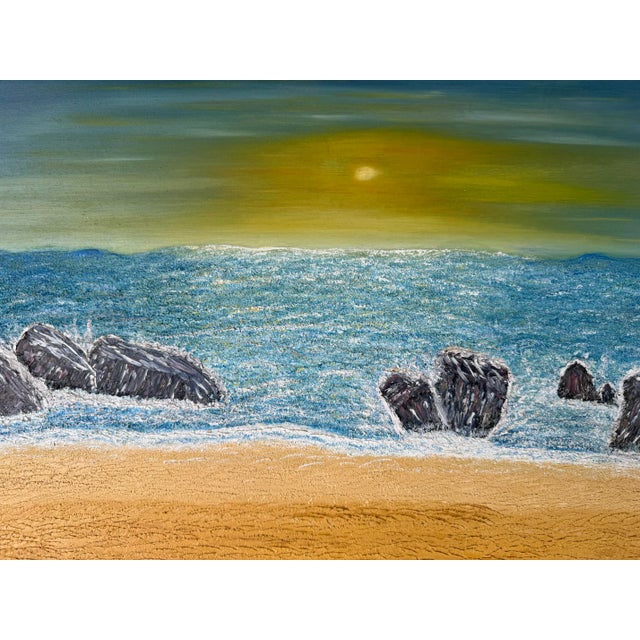 1980"s Scheno Ocean Sunrise Seascape Oil Painting, Framed For Sale - Image 9 of 11