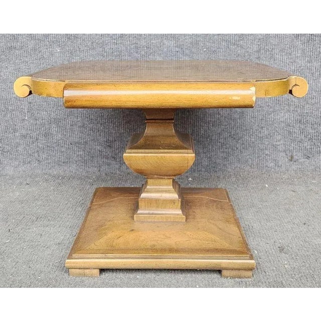 Art Deco Mid 20th Century Thomasville French Empire, Hollywood Regency Style Carved Art Deco Side End Tables - Pair For Sale - Image 3 of 7