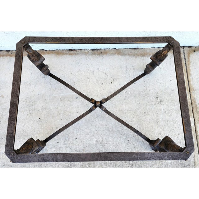 Horse Coffee Center Table Patinated Steel Hoof Footed Maison Jansen Style For Sale - Image 9 of 12