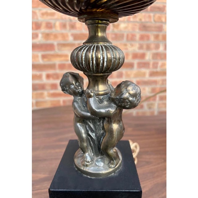 Vintage Art Nouveau Black Smoked Glass Table Lamps, Set of 2 For Sale In Chicago - Image 6 of 7