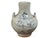 Light Gray Vintage Fade Gray White Pale Blue Floral Graphic Ceramic Vase For Sale - Image 8 of 11